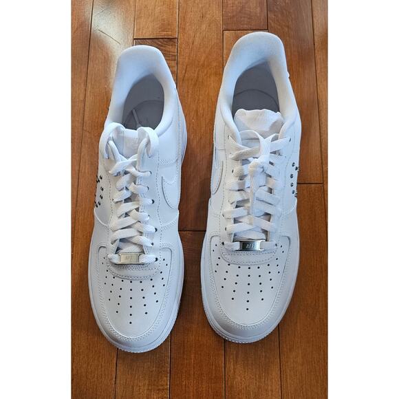 Nike Air Force 1 Low "White/Metallic Silver" Studded sneakers Woman's Size 9.5 - Picture 6 of 7